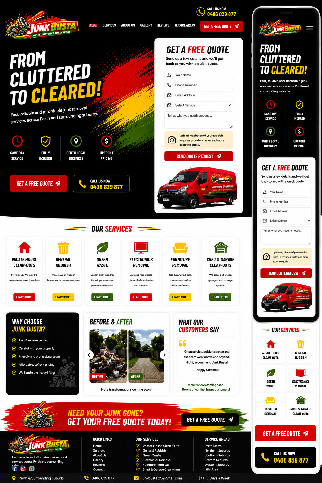 Junk Busta website design preview